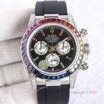 Grade 1A Replica Rolex Daytona Rainbow Stainless Steel Oysterflex Strap Watch Automatic 